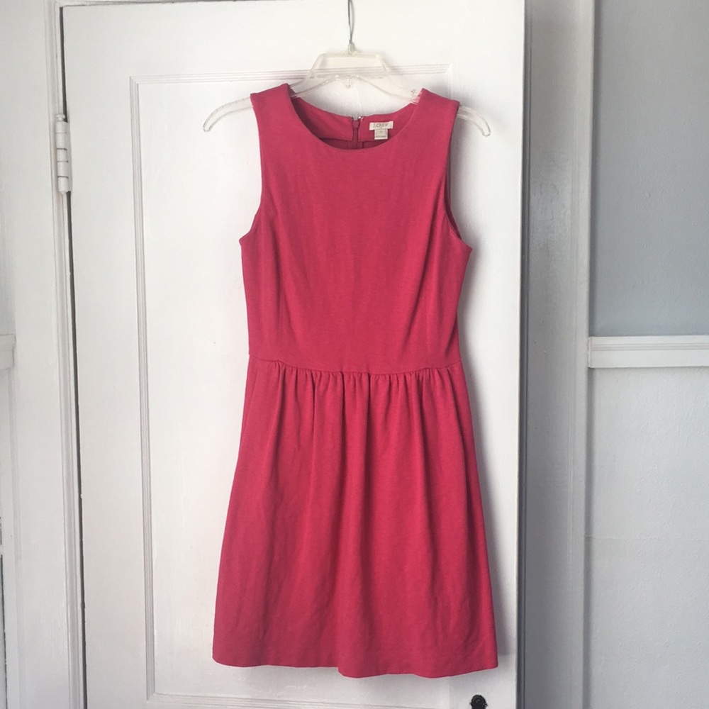 J Crew Factory Fit and Flare Dress Bright Pink